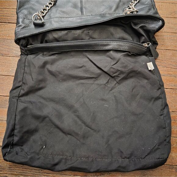 Cato Black Studded Shoulder Bag – Man-Made Materials – Repaired – 15"x14" - Picture 6 of 10